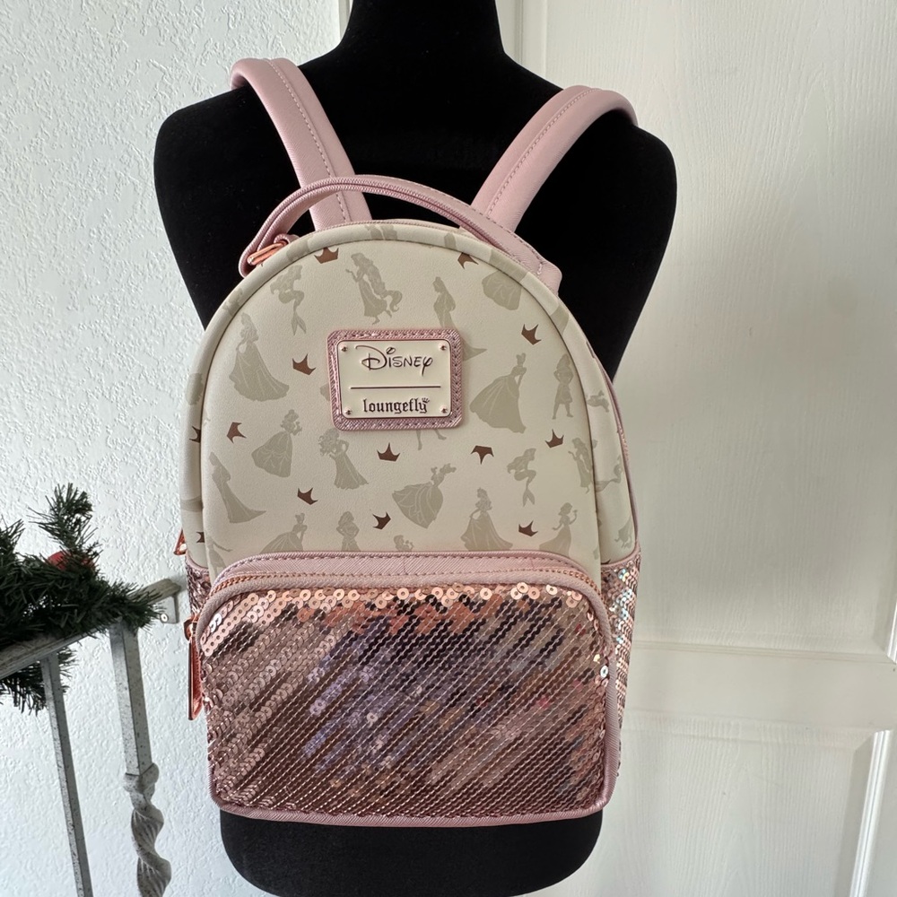 Loungefly Disney Pink and Cream Sequin Backpack